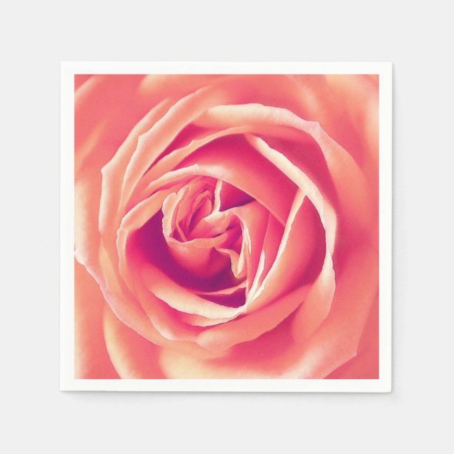 Coral rose print napkin (Front)
