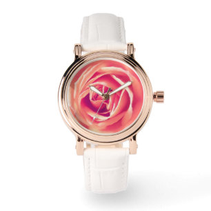 Coral rose print watch