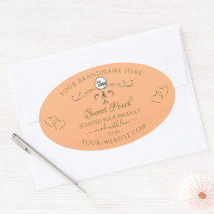 Coral Rose Product Labels Gold Ornate Hearts Logo