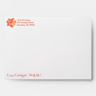 Coral Rose Simple Elegant Summer Wedding Envelopes
