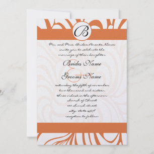 Coral Rose Swirls Wedding Invitations