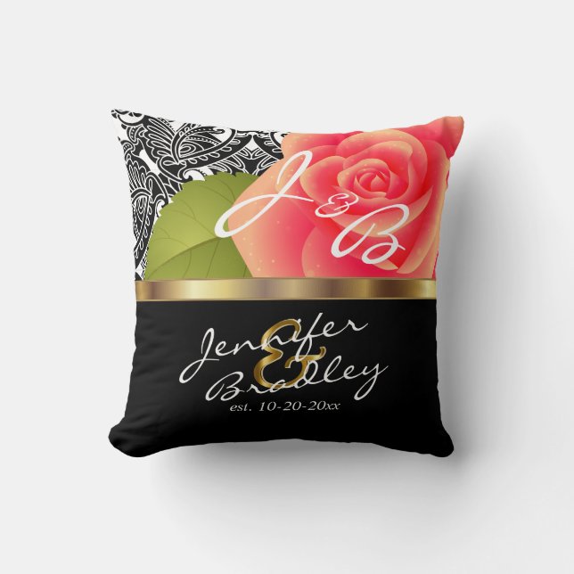 Coral Rose Wedding Design - Personalise  Cushion (Front)
