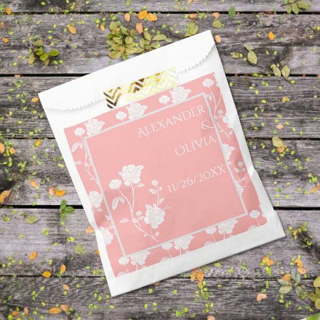 Coral Rose Wedding Favour Bag (Coral Rose Wedding Favor Bags)