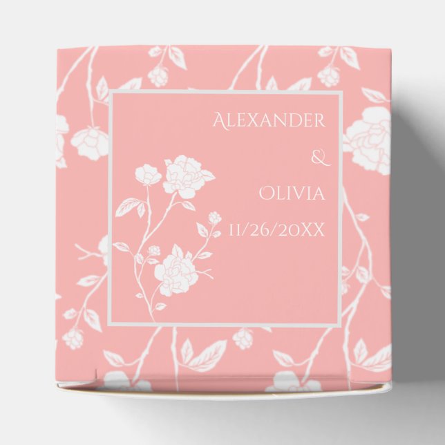 Coral Rose Wedding Favour Box (Top)