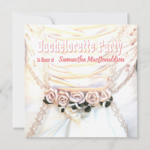 Coral roses floral wedding bachelorette party invitation
