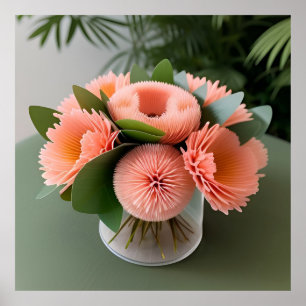 🌸 Coral Roses In Bottle Romantic Wall Decor 🌿