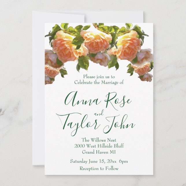Coral roses invitation (Front)