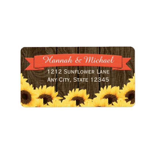 CORAL RUSTIC SUNFLOWER RETURN ADDRESS LABEL