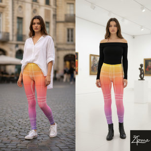 Coral & Sage Plaid Leggings