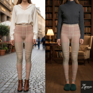 Coral & Sage Plaid Leggings