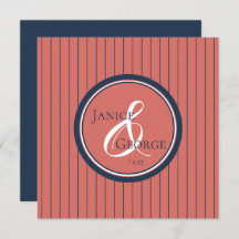 Coral Salmon and Navy Stripes Wedding