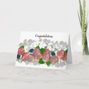 Coral Salmon and White Flowers Congratulation Card