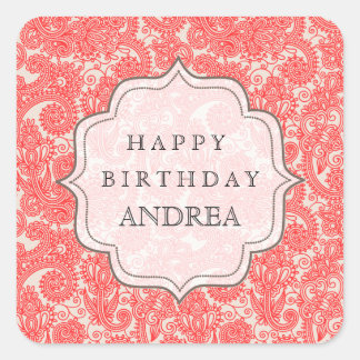 Coral Salmon Birthday Dessert Table Tag Label