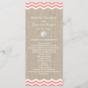 Coral Sand Dollar & Chevron Wedding Program