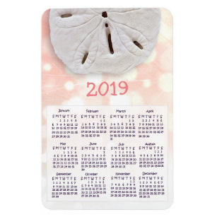 Coral Sand Dollar Mini Magnet Calendar