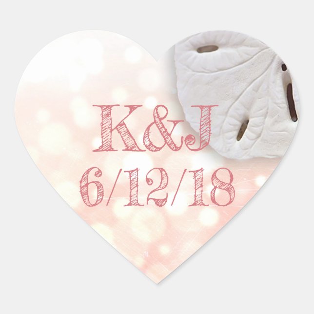 Coral Sand Dollar Seaside Wedding Stickers (Front)