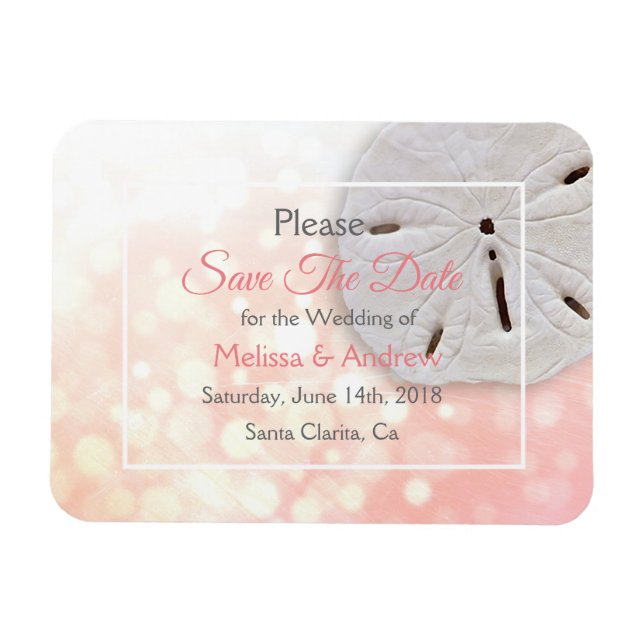 Coral Sand Dollar Wedding Save the Date Magnet (Horizontal)