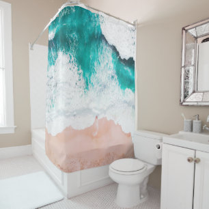 Coral Sand Turquoise Ocean Beach Shower Curtain