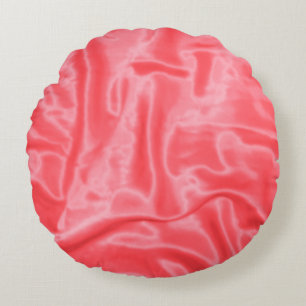 Coral Satin-Round Throw Pillow