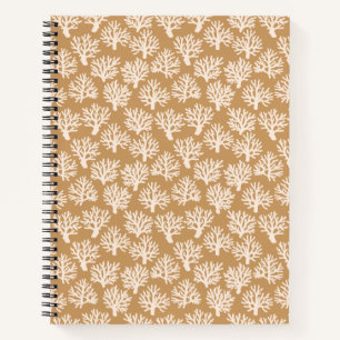 Coral Scribbles Brown Notebook