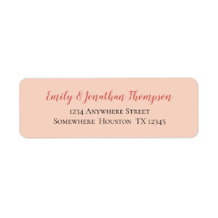Coral Script black text peach Return Name Address Return Address Label
