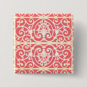 Coral scrollwork pattern 15 cm square badge