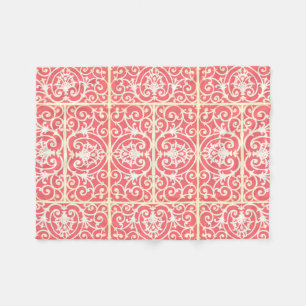 Coral scrollwork pattern fleece blanket