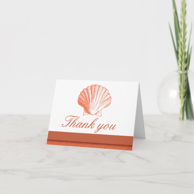Coral Sea Shell Thank You Note Cards (Front)