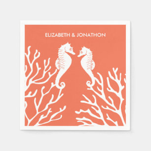 Coral Seahorse Napkin