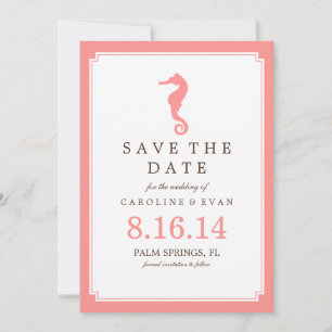 Coral Seahorse Wedding Save the Date