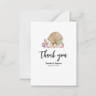 Coral & Seashell beach Wedding Note Card