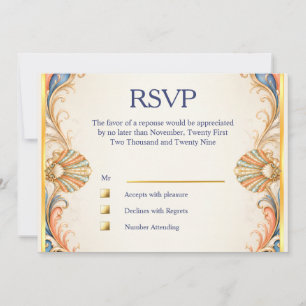 Coral Seashell Wedding Card Coastal Luxury