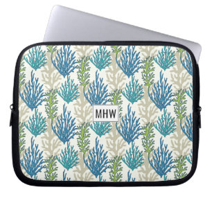 Coral Seaweeds custom monogram laptop sleeves