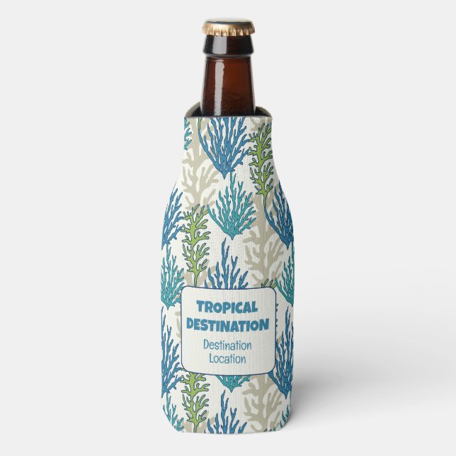 Coral Seaweeds custom text Bottle Cooler (Bottle Front)