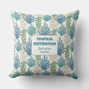 Coral Seaweeds custom text Cushion