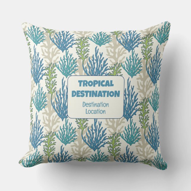 Coral Seaweeds custom text Cushion (Front)