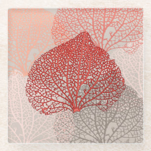 Coral Shadow Glass Coaster