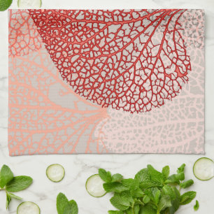 Coral Shadow Tea Towel