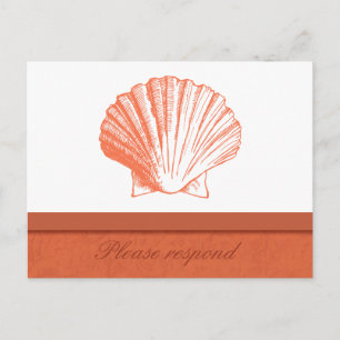 Coral Shell Beach Wedding RSVP Postcard