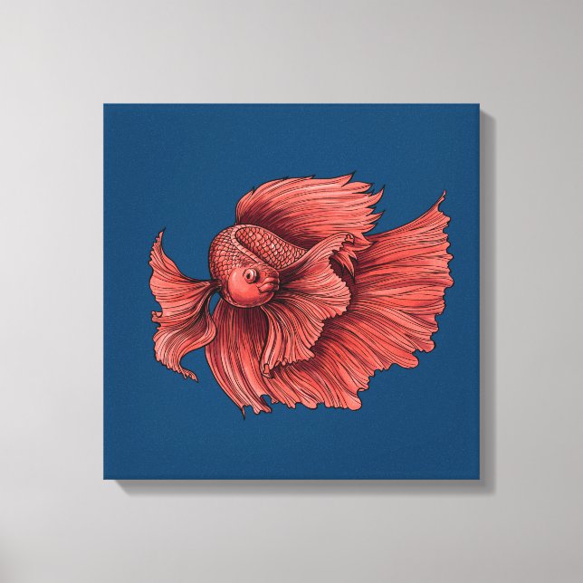 Coral Siamese fighting fish Canvas Print (Front)
