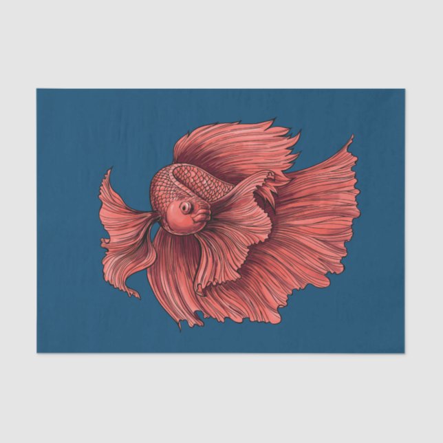 Coral Siamese fighting fish Tissue Paper (Front)