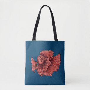 Coral Siamese fighting fish Tote Bag