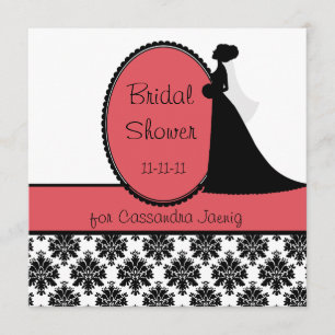 Coral Silhouette Bride Bridal Shower Invitation