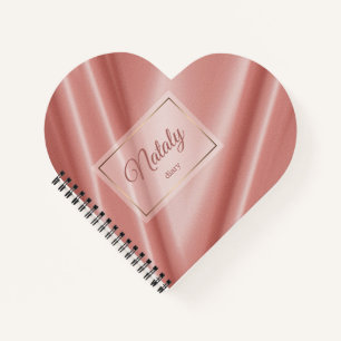 Coral Silk texture. Golden frame. Notebook