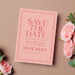Coral Simple Minimalist Modern Save the Date<br><div class="desc">This is a modern save the date card with a retro look and feel. It features "save the date" in a modern serif font. This is a cool,  simple design for couples who like clean designs. You can change the color of all of the elements on this design.</div>