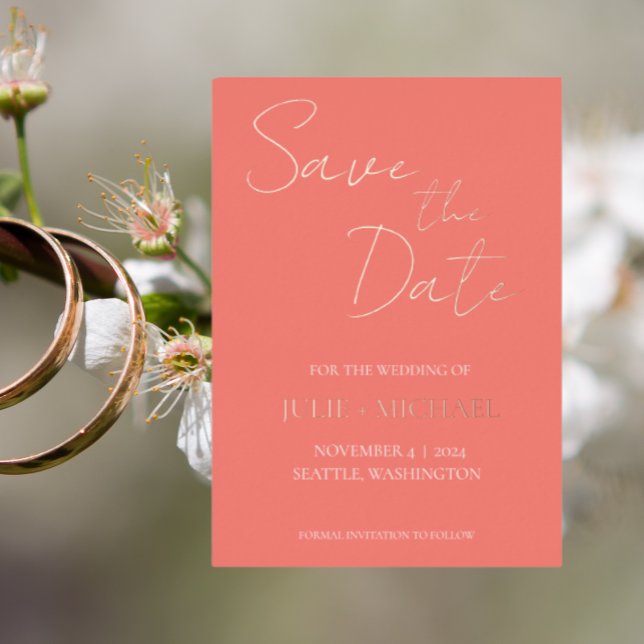 Coral Simple Style Wedding Save the Date (In Situ Wedding)