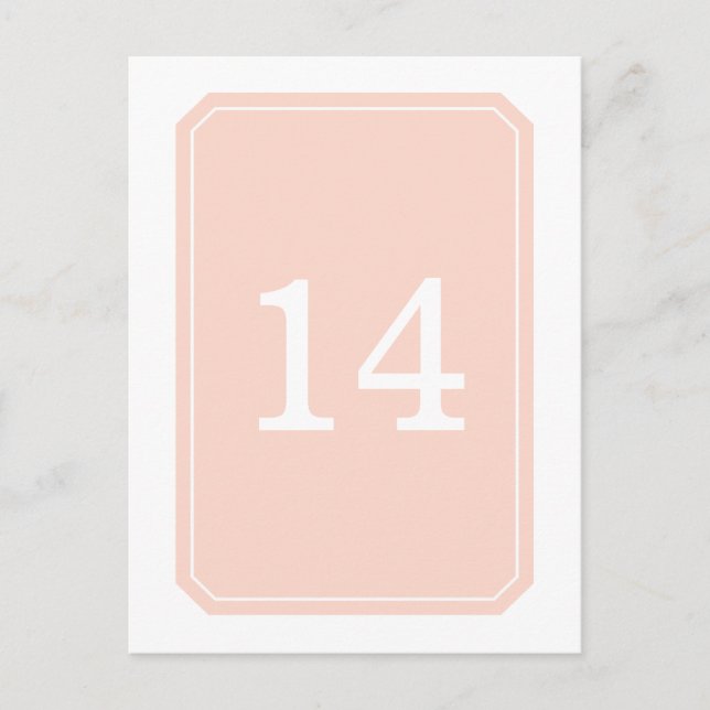 Coral Simply Elegant Table Number Postcard (Front)