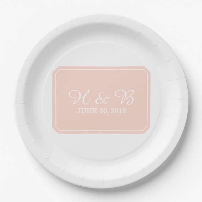 Coral Simply Elegant Wedding Paper Plate (Front)