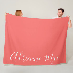 Coral Simply Personalized Fleece Blanket