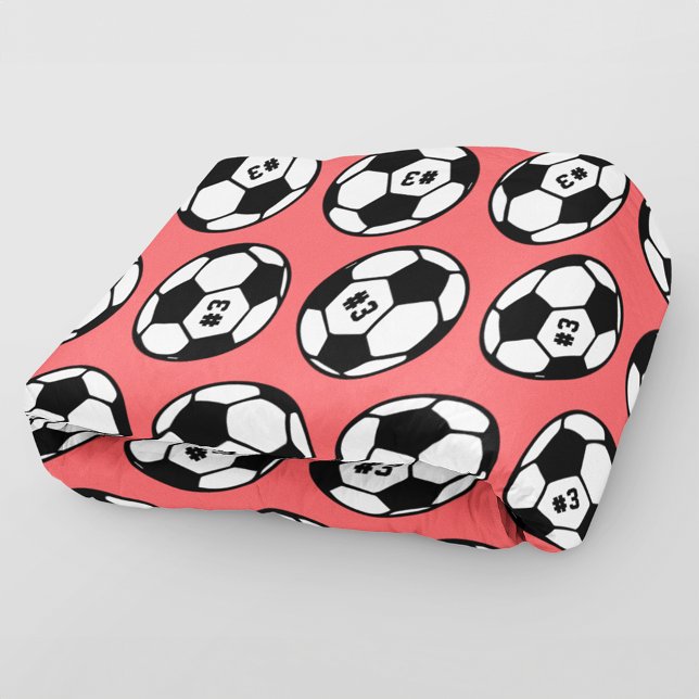 Coral Soccer Ball Number Pattern Fleece Blanket (Creator Uploaded)